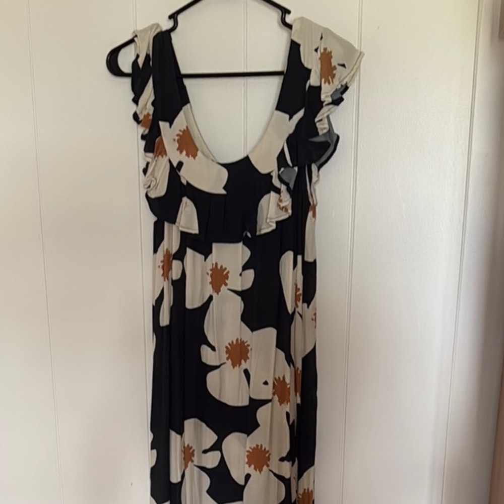 Ava Sky Black and Cream Floral Maxi Dress